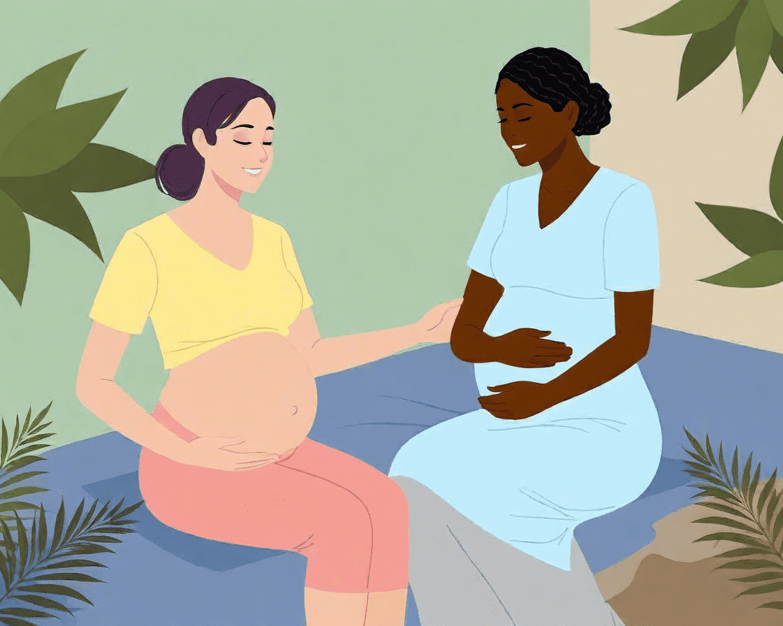 Image de deux femmes enceintes qui discutent