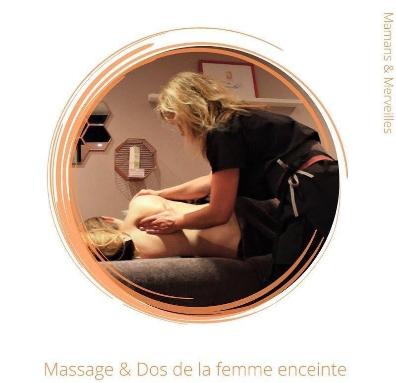 photo d'une femme enceinte qui se fait masser le dos