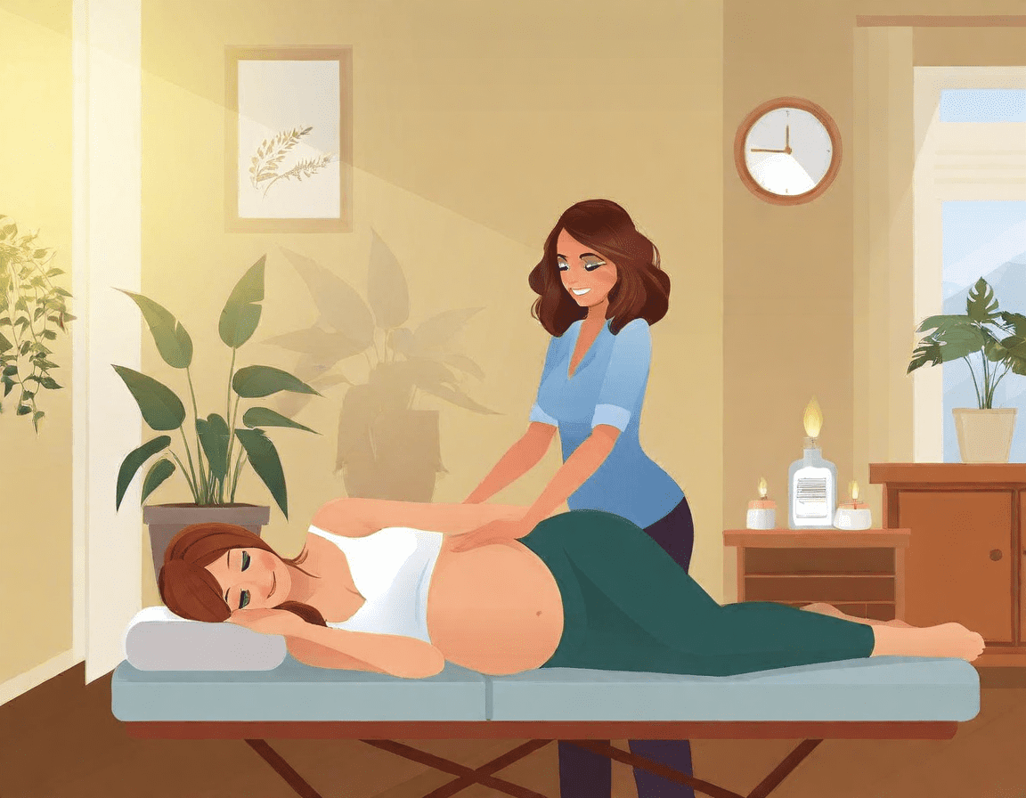 image d'une femme enceinte qui se fait masser
