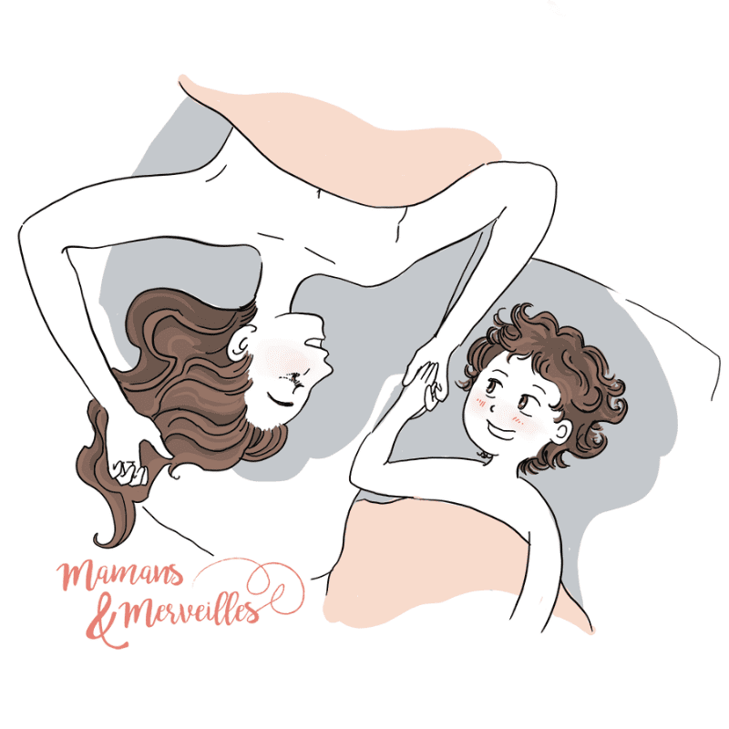 Illustration d'un massage pour enfant accompagné de sa mère